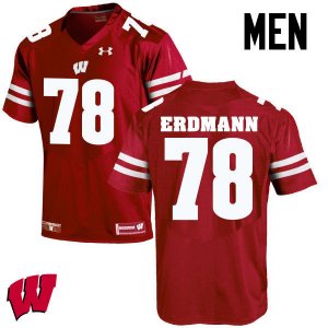 Men's Wisconsin Badgers NCAA #78 Jason Erdmann Red Authentic Under Armour Stitched College Football Jersey OY31F22YG